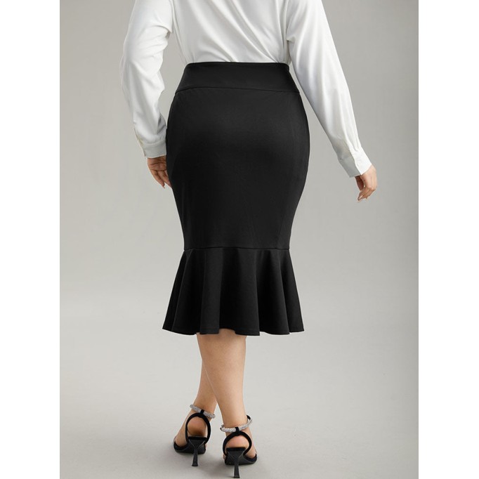 Black fishtail skirt half skirt