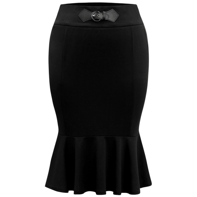 Black fishtail skirt half skirt