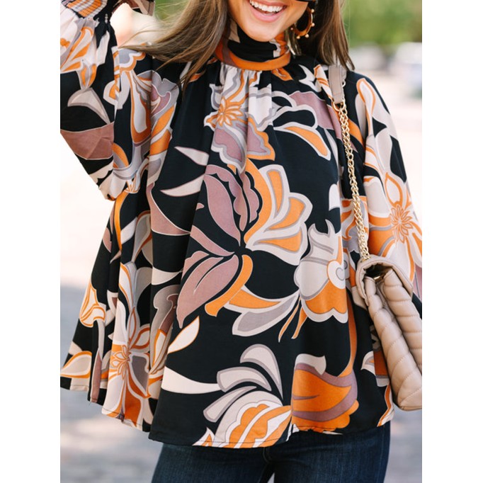 Black Floral Abstract Blouse