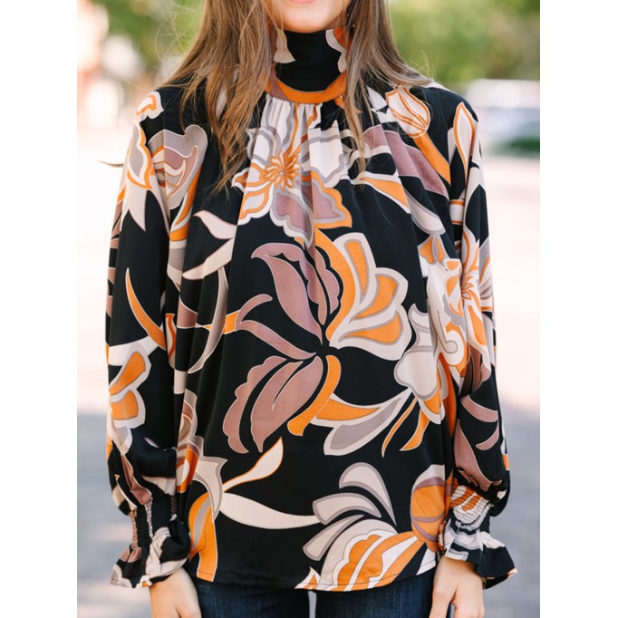 Black Floral Abstract Blouse