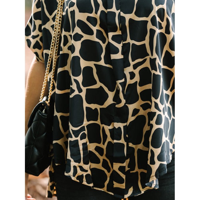 Black Giraffe Print Blouse