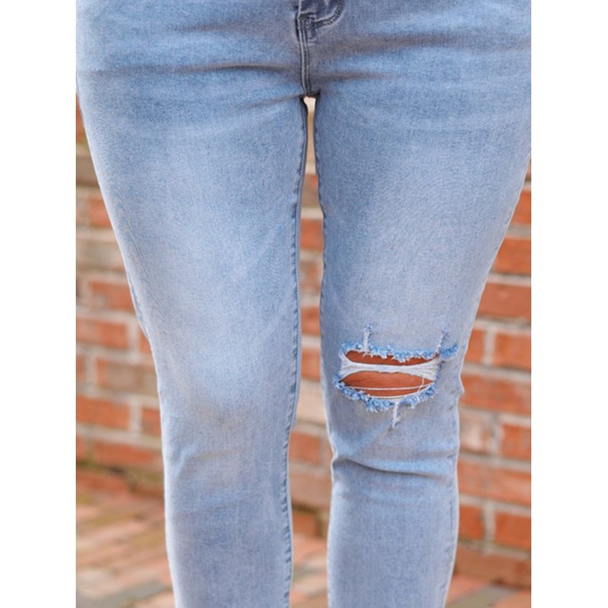 Blue Perforated Slim Fit Jeans