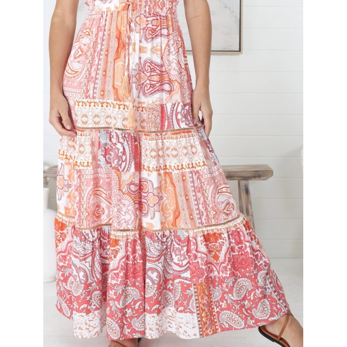 Boho high-waisted print half skirt