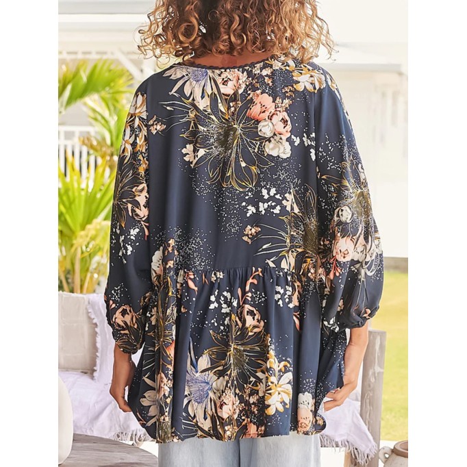 Boho V-neck printed shirt