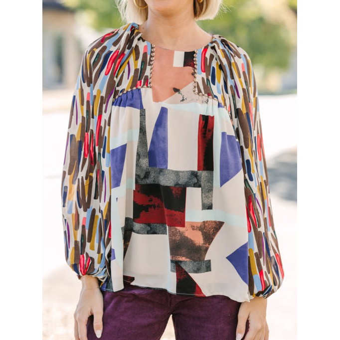 Brown Abstract Blouse