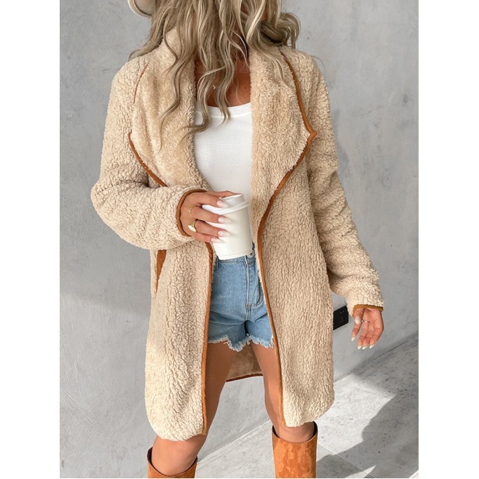 Casual commuter solid color sherpa coat