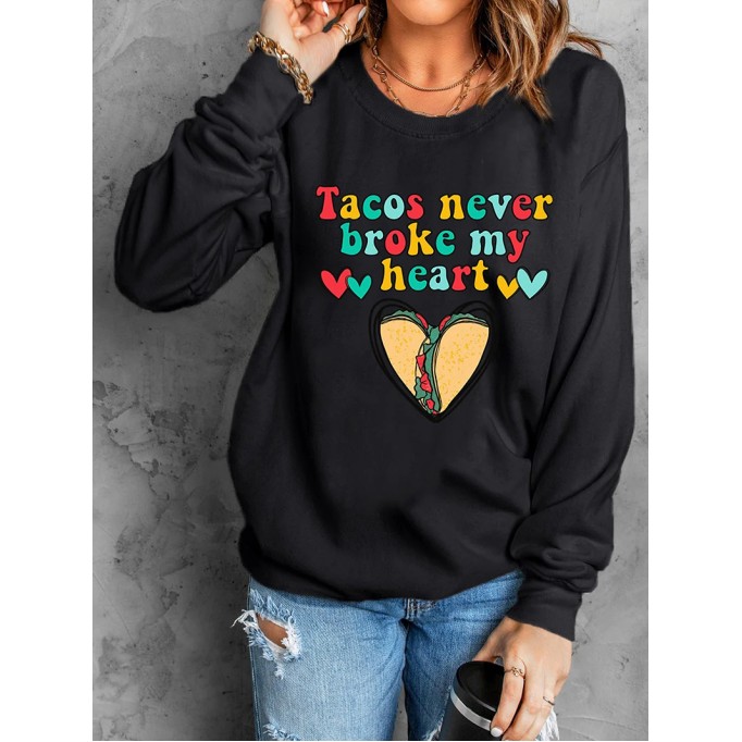 Casual printed crew neck sweatshirt