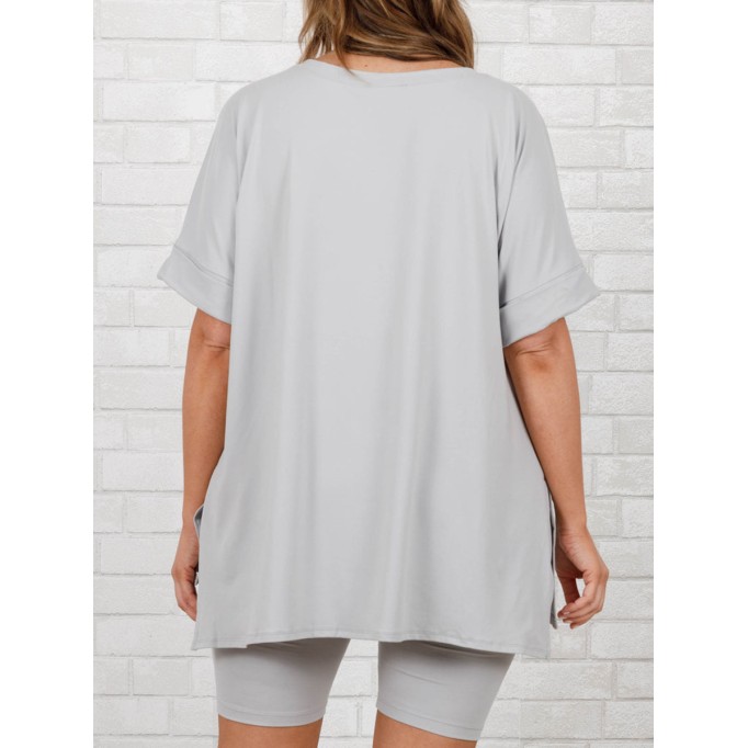 Casual slit short sleeved T-shirt shorts set