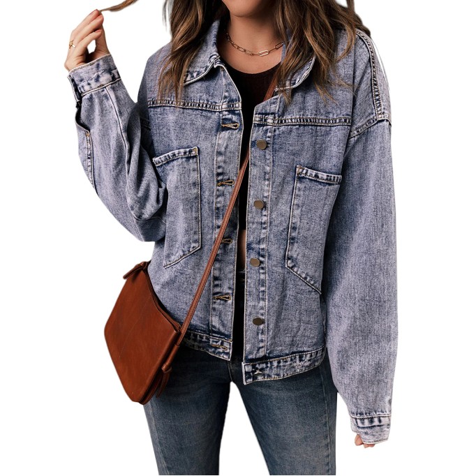casual solid color buttoned short jacket
