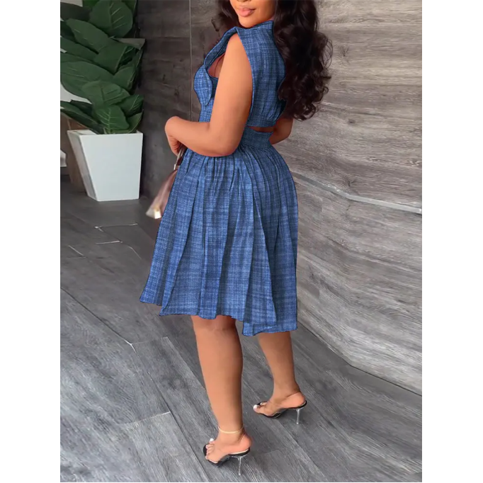 Casual solid color flying sleeve dress