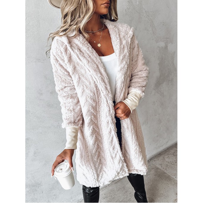 Casual solid color plush hooded coat