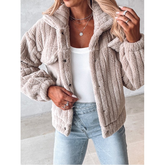 Casual solid color plush lapel jacket