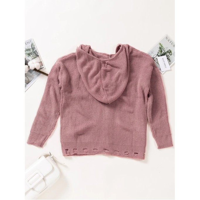 Casual solid color V-neck zipper sweater
