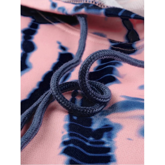 Casual Tie Dye Contrast Long Sleeve Hoodie