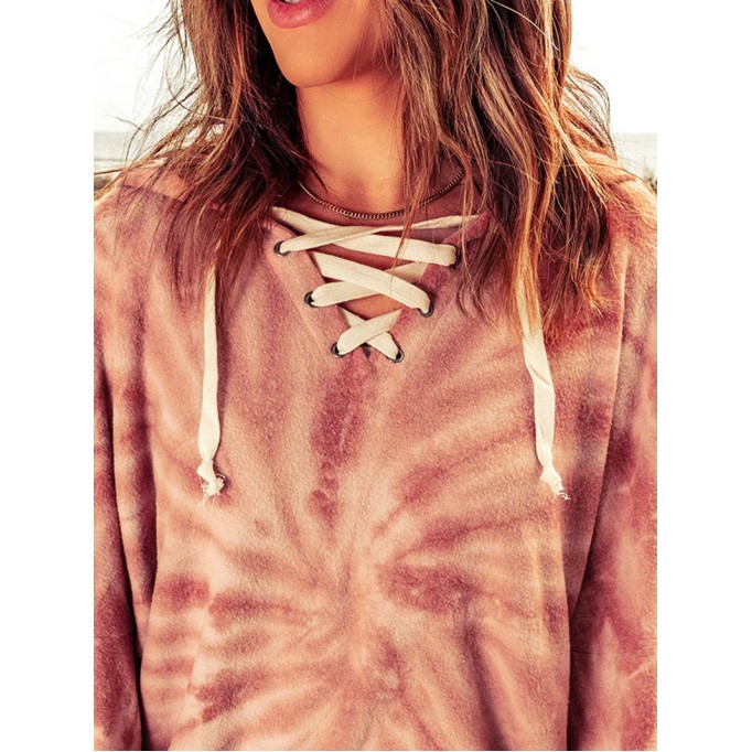 Casual tie-dye strappy hoodie
