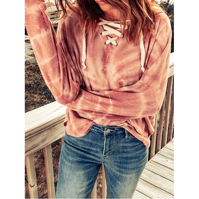 Casual tie-dye strappy hoodie