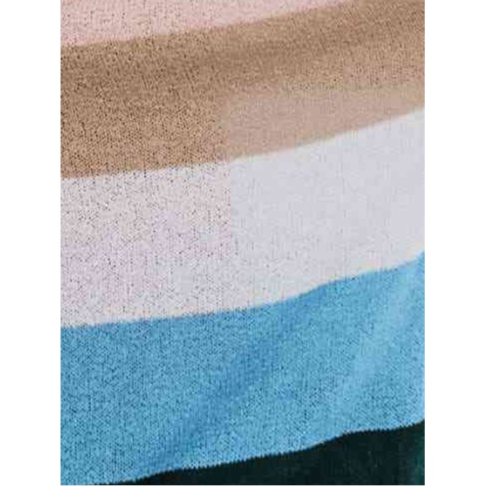 Color Block Boat Neck Dropped Shoulder Sweater