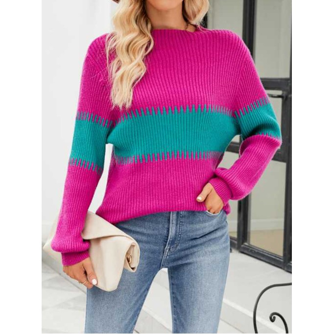 Contrast Round Neck Sweater