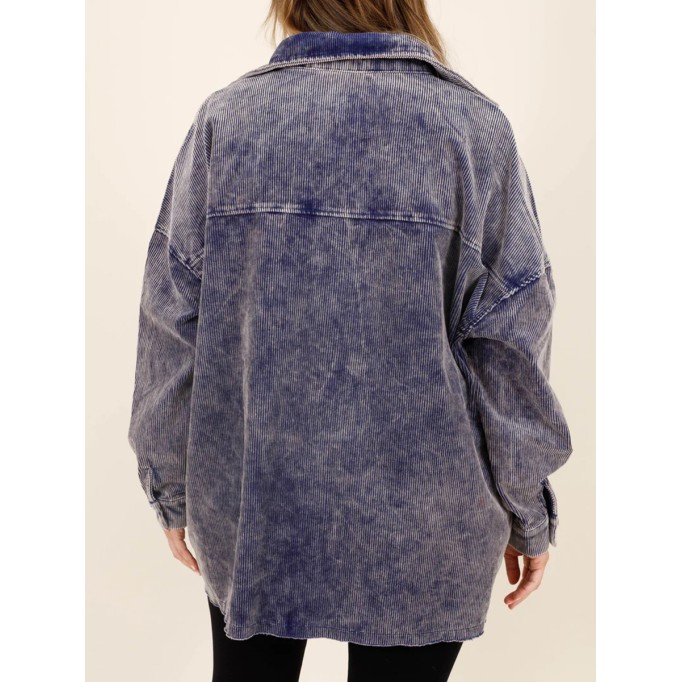 Dark blue pocket button denim jacket