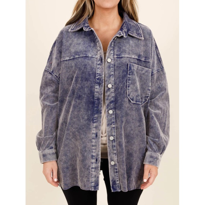 Dark blue pocket button denim jacket