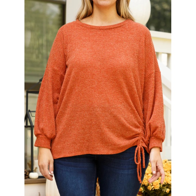 Drawstring design loose knit sweater