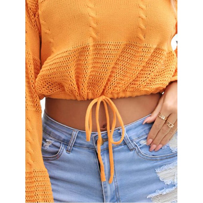 Drawstring hem round neck short smock
