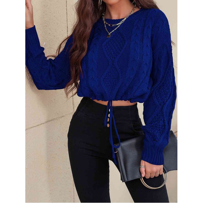 Drawstring Round Neck Sweater
