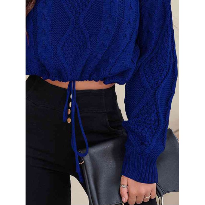 Drawstring Round Neck Sweater