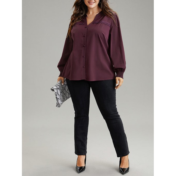 Elegant Burgundy V-neck shirt
