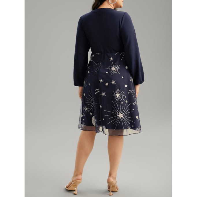 Elegant senior chiffon patchwork dress