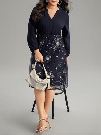 Elegant senior chiffon patchwork dress