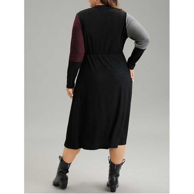 Elegant senior color combination waist dress MIDI skirt