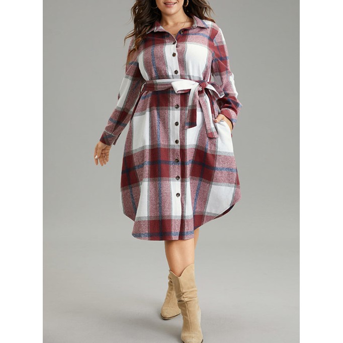 Elegant senior plaid dress MIDI skirt