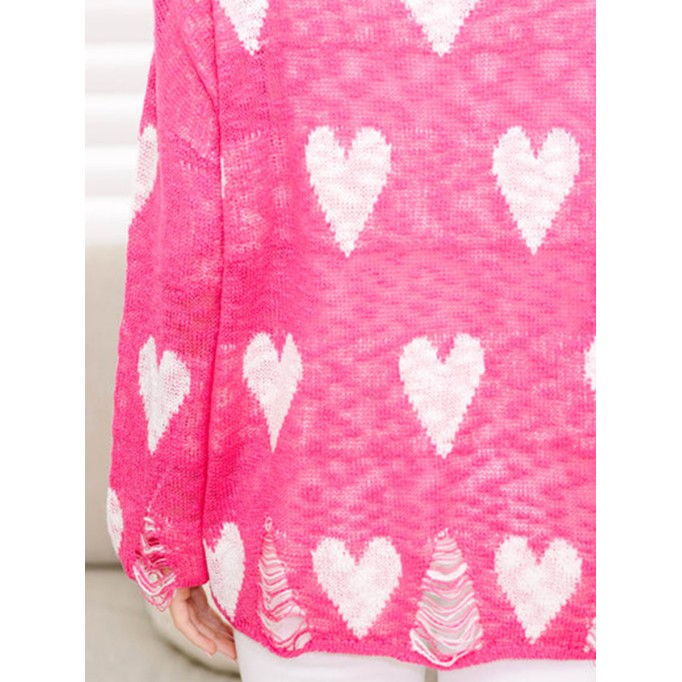 Pink Heart Print Sweater
