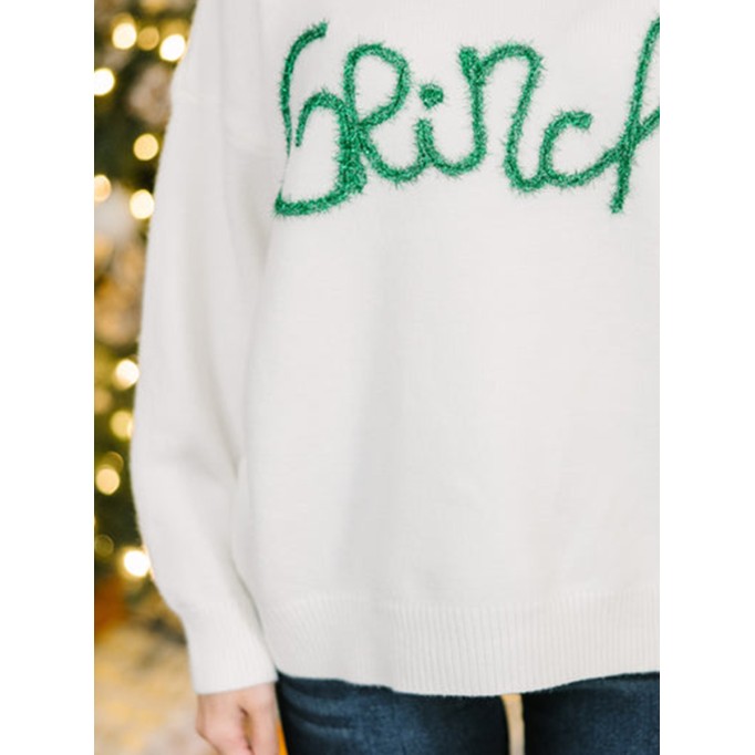 Cream White Script Sweater