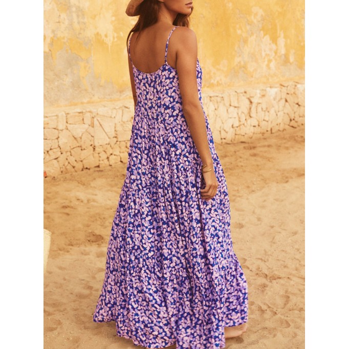 Floral holiday dress with straps for women
