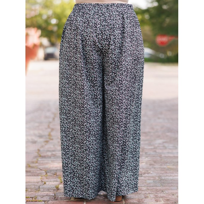 Floral pattern loose wide leg pants