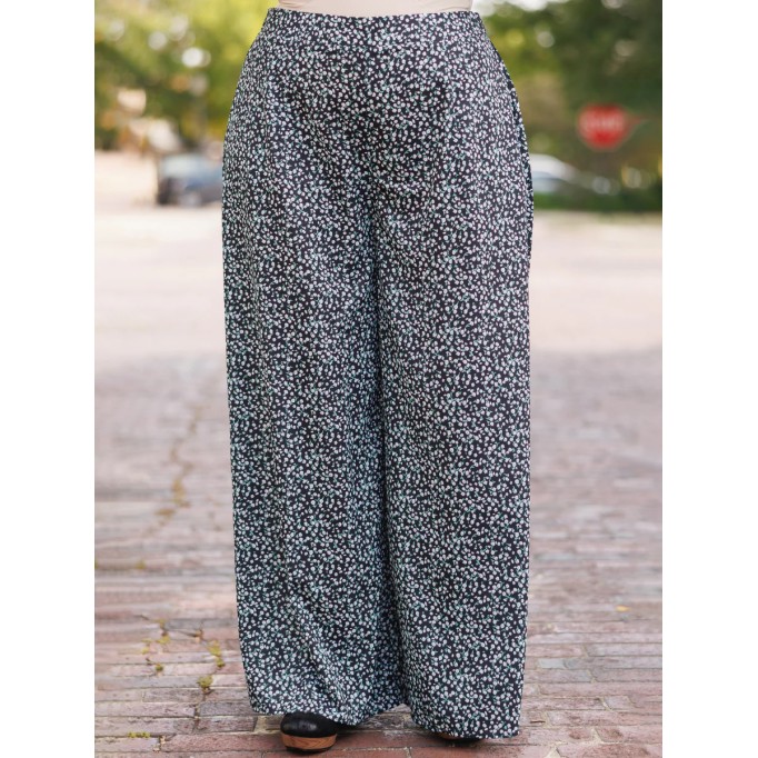 Floral pattern loose wide leg pants