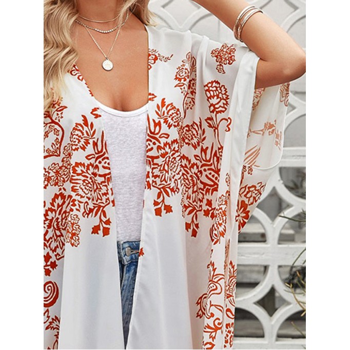 Floral Side Slit Cover Up
