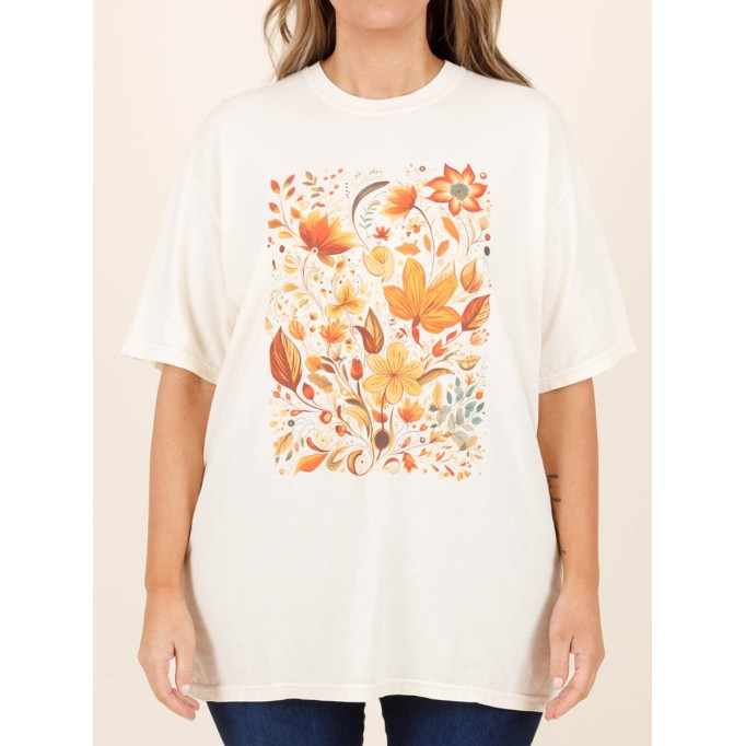 Flower and Plant Pattern T-shirt