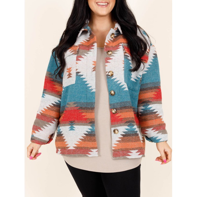 Geometric contrasting pattern jacket