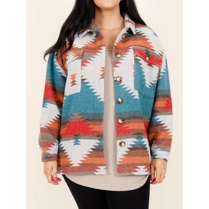 Geometric contrasting pattern jacket