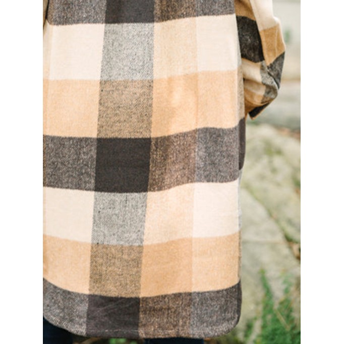 Camel Brown Plaid Shacket