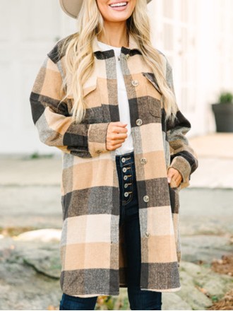 Camel Brown Plaid Shacket