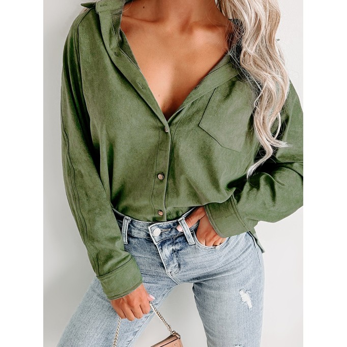 Green deerskin velvet shirt