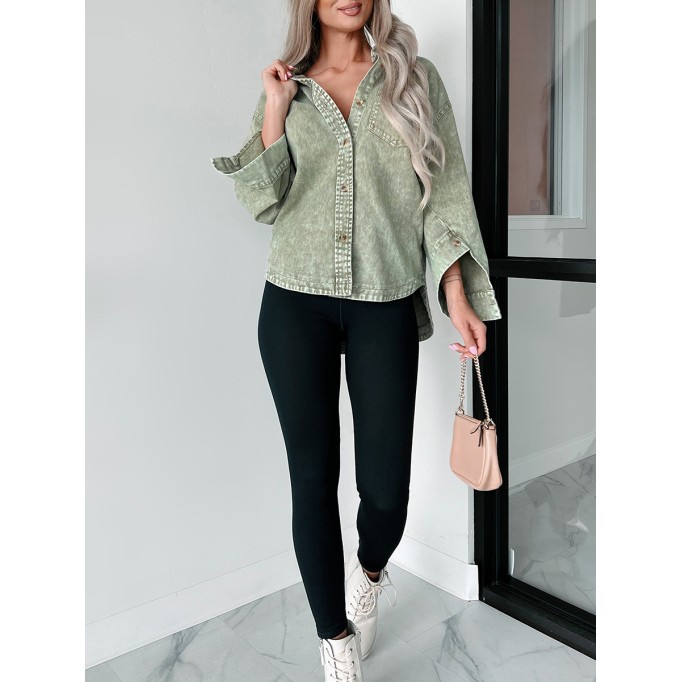 Green denim shirt