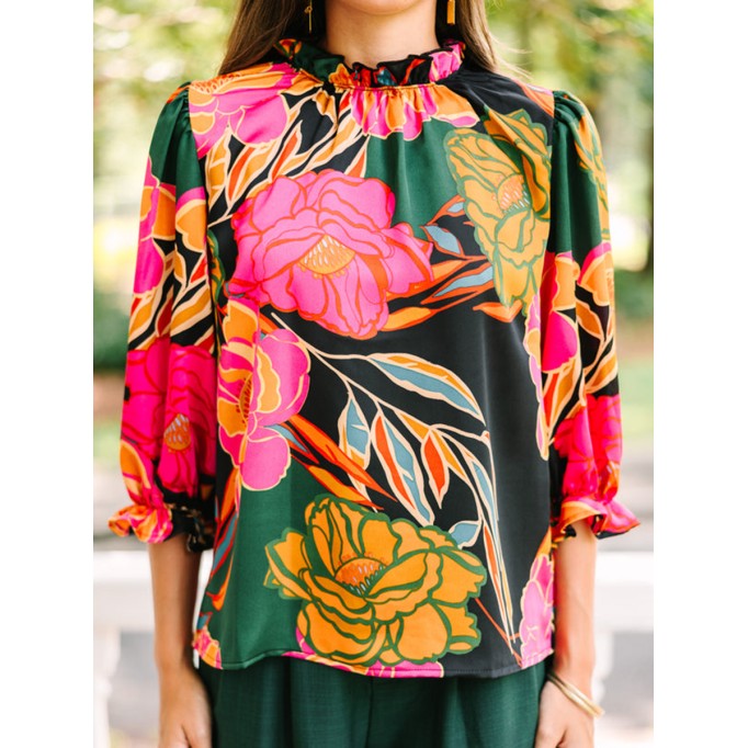 Green Floral Blouse