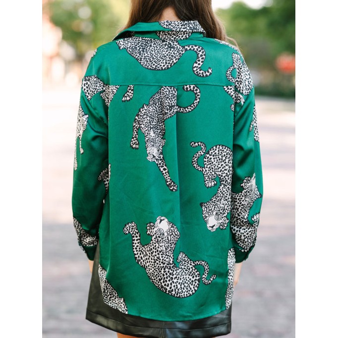 Green Leopard Blouse