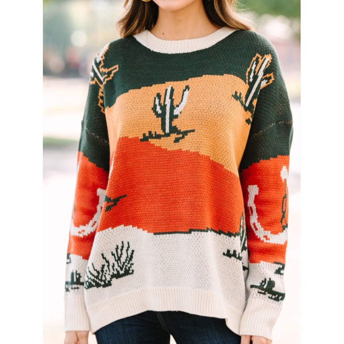 Heading Out Green Cactus Sweater