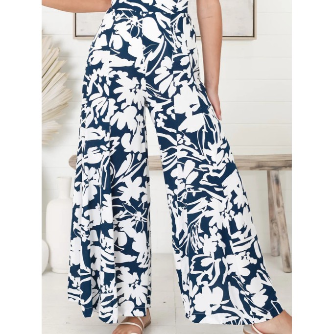 High-waisted printed trousers